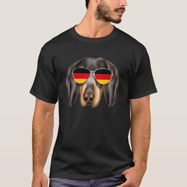 T-shirt German Flag Bluetick Coonhound Dog Germany Pocket (Devant)
