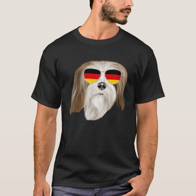 T-shirt German Flag Lhasa Apsos Dog Germany Pocket (Devant)