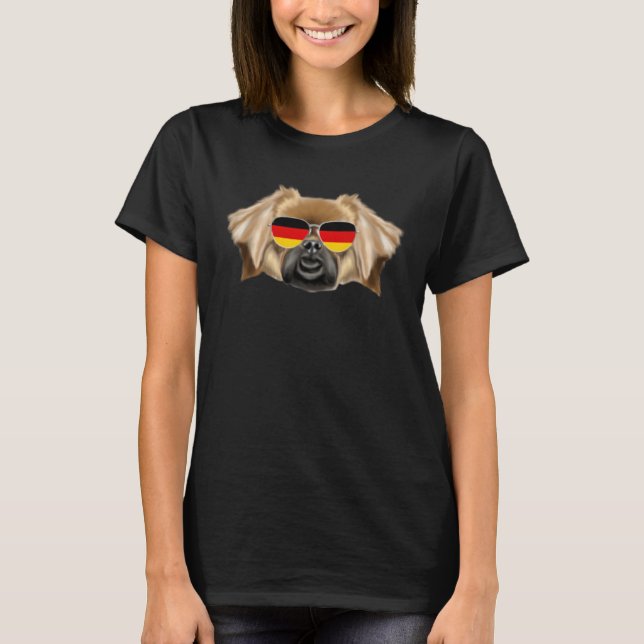 T-shirt German Flag Tibetan Spaniel Dog Germany Pocket (Devant)