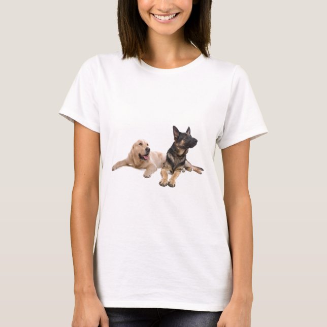 T-shirt german shepherd and golden retriever (Devant)