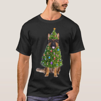 T-shirt German Shepherd Christmas Tree Lights  Funny Gift 