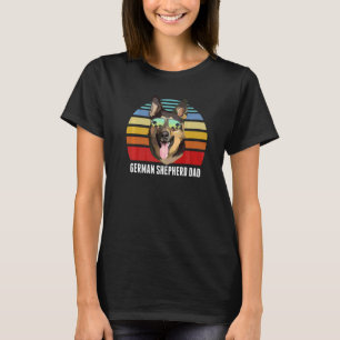 T-shirt German Shepherd Dog Dad Vintage Retro Sunset Beach