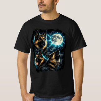 T-shirt German shepherd dog  howling at the moon