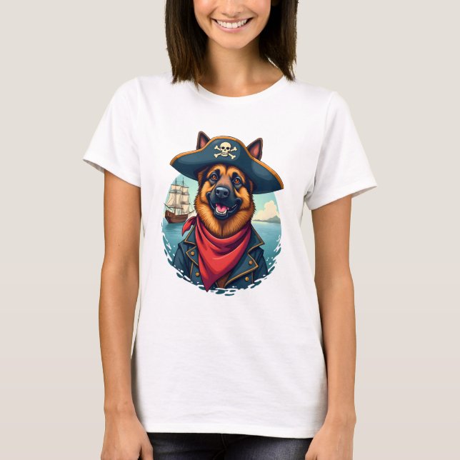 T-shirt German Shepherd Dog Pirate Copy (Devant)