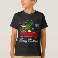 German Shepherd Dog Riding Red Truck Dec Christmas