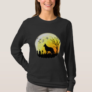 T-shirt German Shepherd Full Moon Halloween Dog