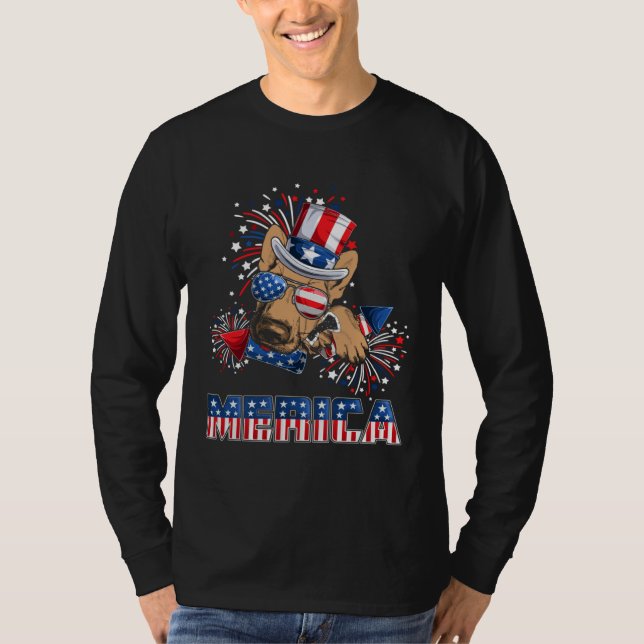 T-shirt German Shepherd Merica Firework 4th Of July Men Bo (Devant)