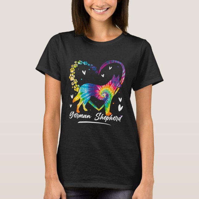 T-shirt German Shepherd Tie Dye Rainbow Dog (Devant)