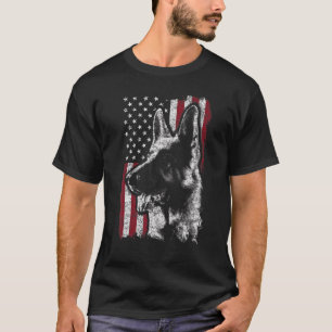 T-shirt German Shepherd Us Flag 4th Of July America Dog  2
