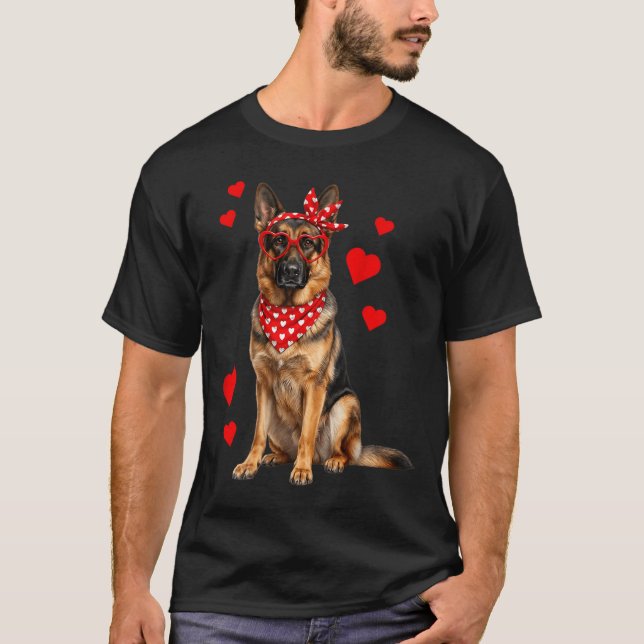 T-shirt German Shepherd Valentines Day Dog Lover Heart  (Devant)