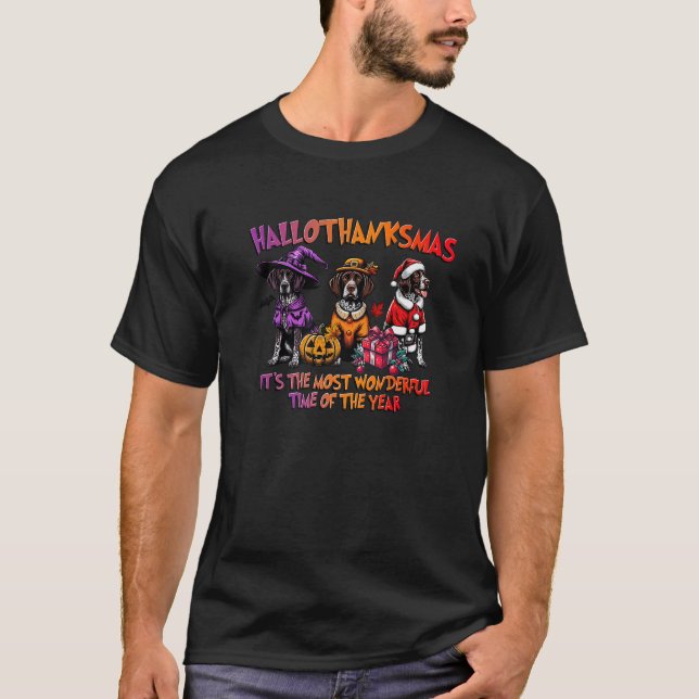 T-shirt German Shorthaired Pointer Halloween Thanksgiving  (Devant)