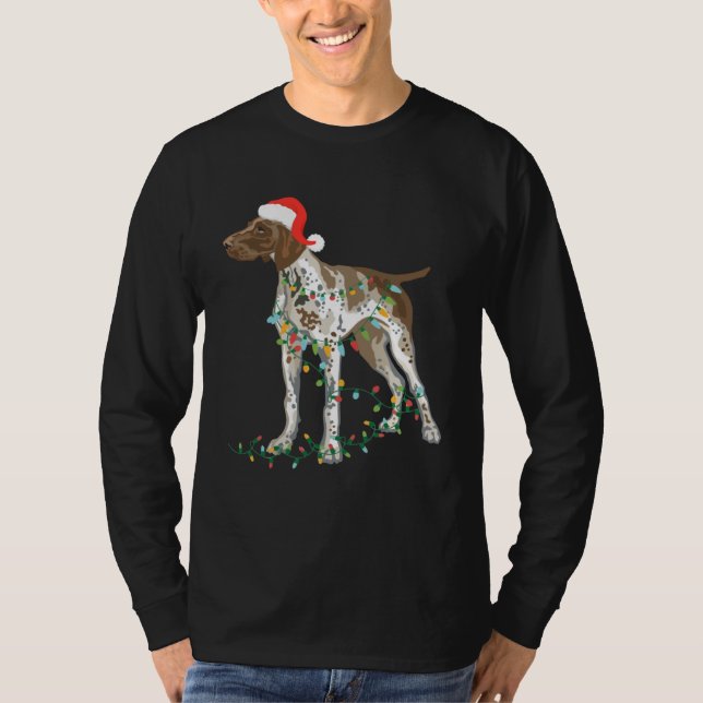 T-shirt German Shorthaired Pointer Tangled In Christmas Li (Devant)