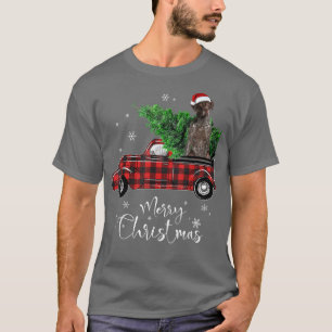 T-shirt German Shorthred Pointer Ride Red Truck Christma