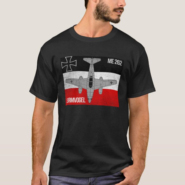 T-shirt German Warplane Sturmvogel Me 262 Blitzbomber Jet  (Devant)