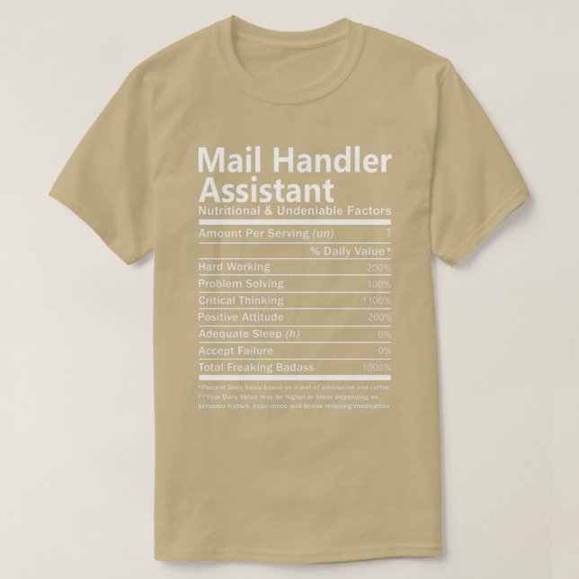 T-shirt Gestionnaire de courrier Assistant nutritionnel et (Design devant)