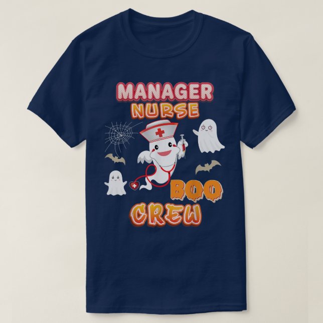 T-shirt Gestionnaire Infirmière Boo Crew Halloween Ghost W (Design devant)