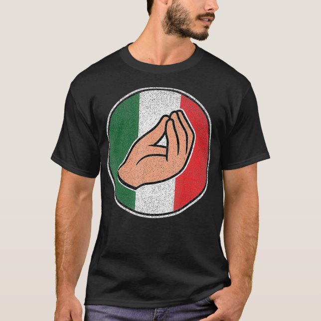 T-shirt Gesture à main italienne avec drapeau italien (Devant)
