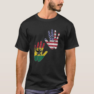 T-shirt Ghana Amérique ghanéenne Drapeau Américain Main Mi