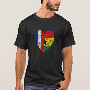 T-shirt Ghana France Coeur Drapeau français Ghanéen Drapea