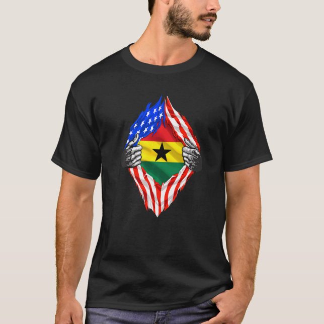 T-shirt Ghana Roots Usa Drapeau Patriotique Super Ghanaian (Devant)