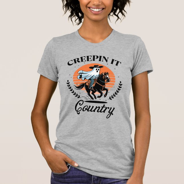 T-shirt Ghost Cowboy équitation Cheval Halloween (Devant)