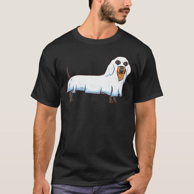 T-shirt Ghost Dachshund Chien Éffrayant Wiener Halloween C (Devant)