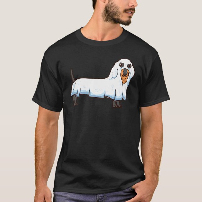 T-shirt Ghost Dachshund Chien Éffrayant Wiener Halloween C (Devant)