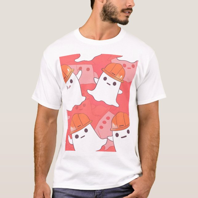 T-shirt Ghost du travailleur de construction Cute (Devant)