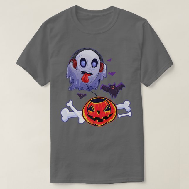 T-shirt Ghost Hear Music Citrouille Halloween Hommes femme (Design devant)