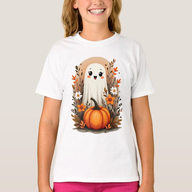T-shirt Ghost mignon avec cadeau d'automne d'Halloween Cit (Devant)