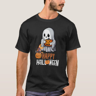 T-shirt Ghost mignon et Citrouille "Happy Hallowee