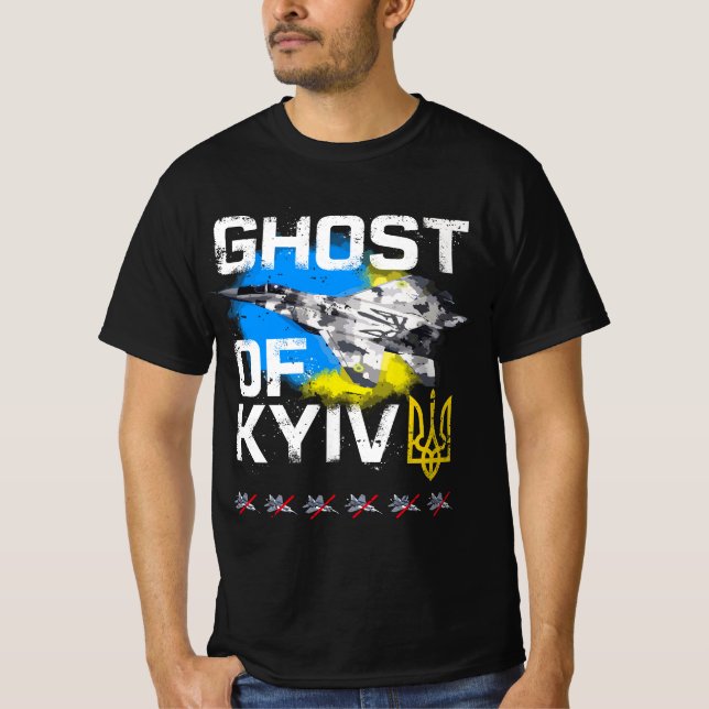 T-shirt GHOST OF KIEV Ukraine chasseur jet (Devant)