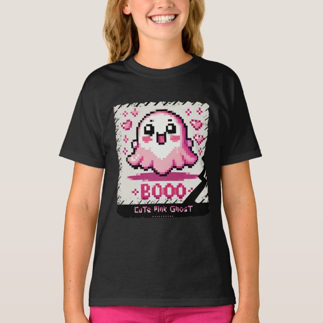 T-shirt Ghost rose mignon : Chemise fille douce et Éffraya (Devant)