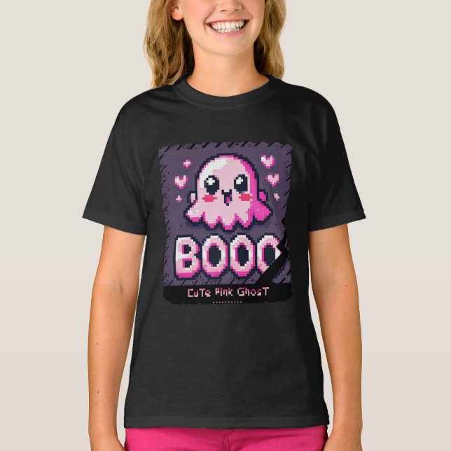 T-shirt Ghost rose mignon : Chemise fille douce et Éffraya (Devant)