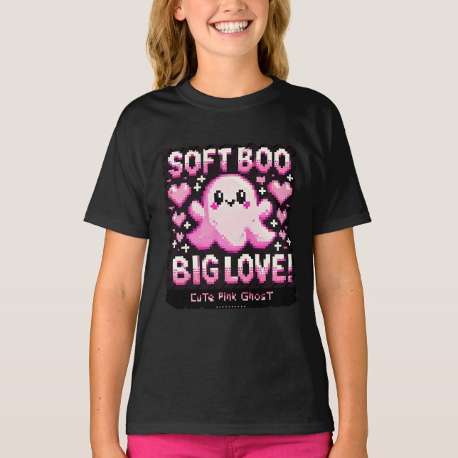 T-shirt Ghost rose mignon : Chemise fille douce et Éffraya (Devant)