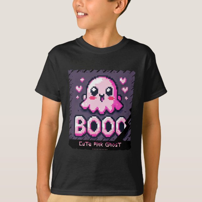 T-shirt Ghost rose mignon : Petit garçon en chemise douce  (Devant)