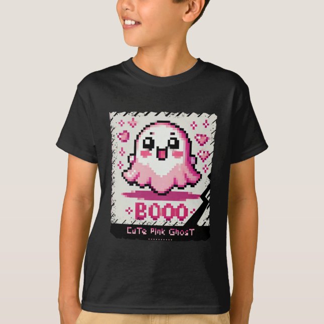 T-shirt Ghost rose mignon : Petit garçon en chemise douce  (Devant)