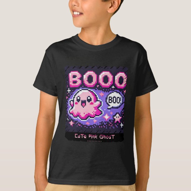 T-shirt Ghost rose mignon : Petit garçon en chemise douce  (Devant)