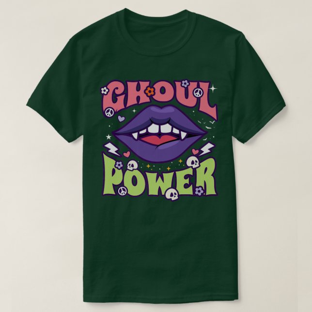 T-shirt Ghoul Power Funny Halloween Vibes Retro Super Vam (Design devant)