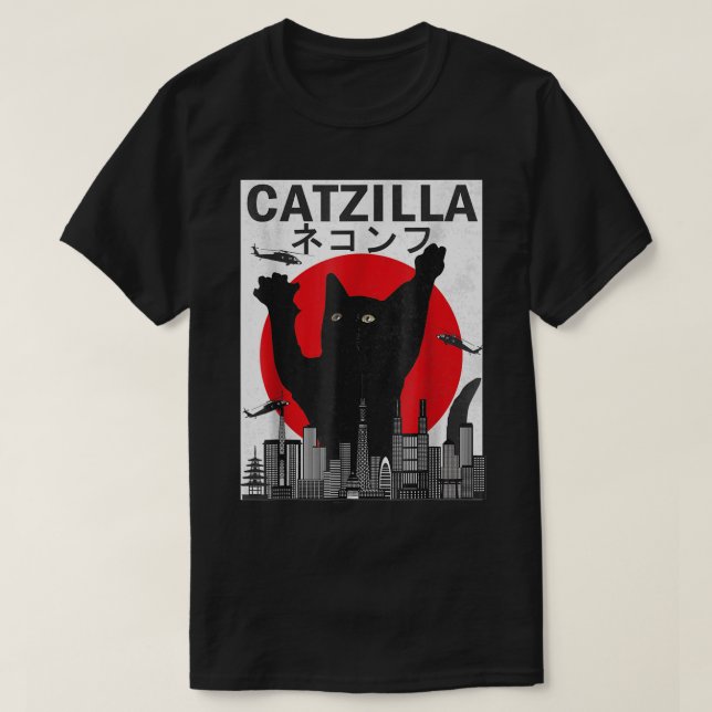 T-shirt Giant Cat Tokyo Funny Design (Design devant)