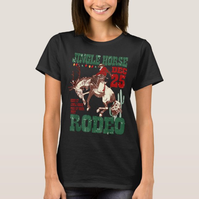 T-shirt Giddy Up Jingle Horse Santa Cowboy Western Christm (Devant)