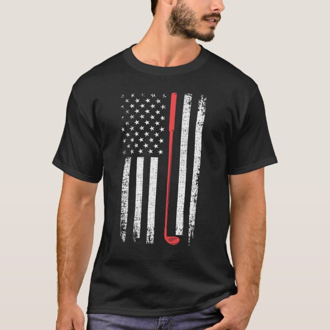 T-shirt Gift golf pour hommes, American Flag Golf Club (Devant)