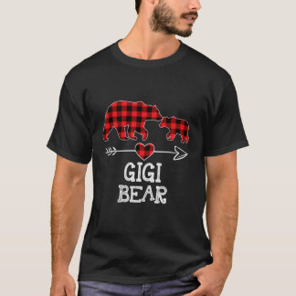 T-shirt Gigi Bear Pajama de Noël Rouge Plaid Buffalo Famil