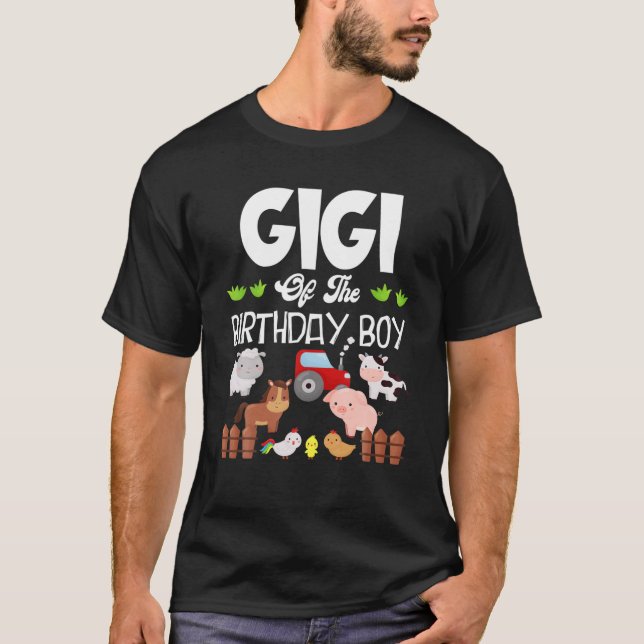T-shirt Gigi De L'Anniversaire Boy Farm Farmer Thème (Devant)