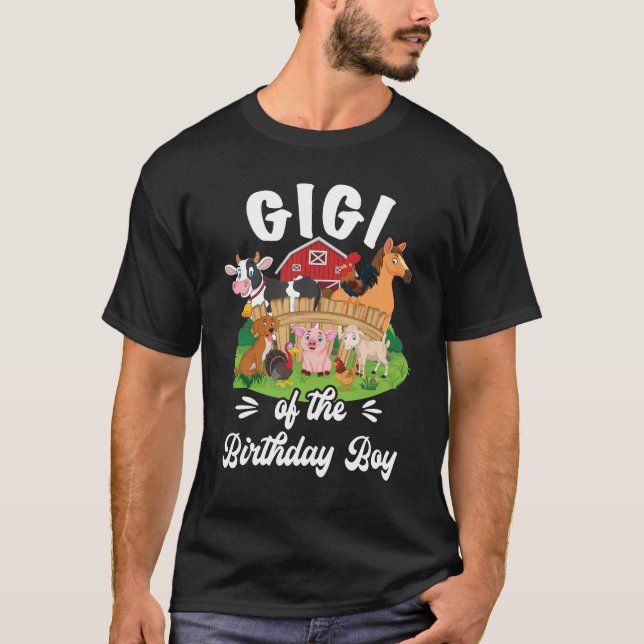 T-shirt Gigi De L'Anniversaire Boy Party Cow Farm 1er Anni (Devant)