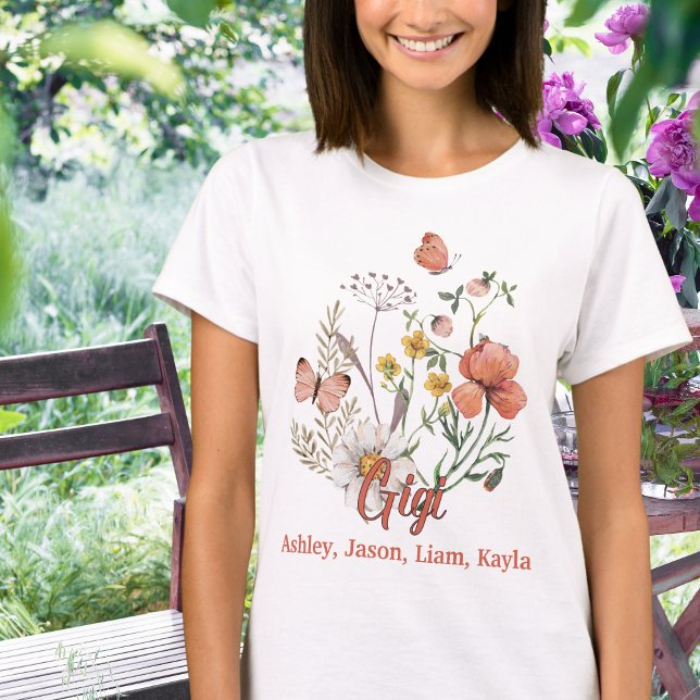 T-shirt Gigi Fleur sauvage Floral Personnalisé Personnalis (Créateur téléchargé)