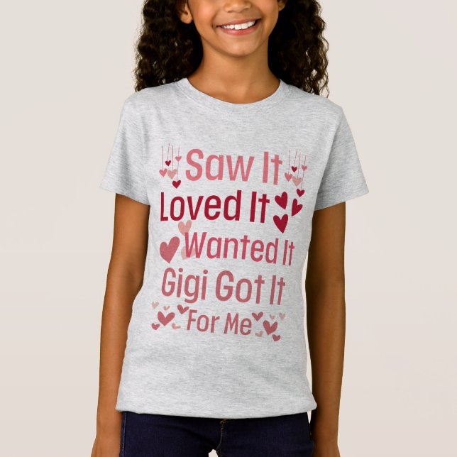 T-Shirt Gigi L'A Obtenu Pour Moi Coeurs Roses Petite-Fille (Devant)