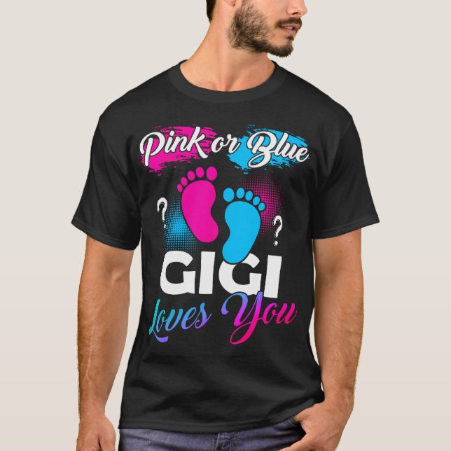 T-shirt Gigi Rose Ou Bleu Vous Aime Bébé Genre Révélation (Devant)