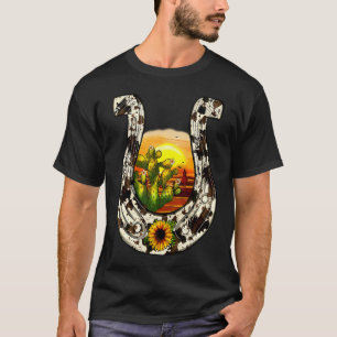 T-shirt Gilet Western Fer à Cheval Cuir de Vache Fleur de