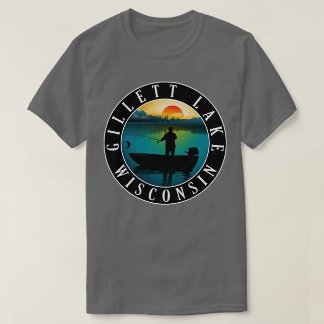 T-shirt Gillett Lake Wisconsin Pêche (Design devant)